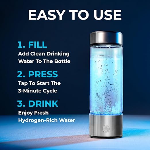 HydroForge Hydrogen Water Bottle Generator — xxoZ German Glass Molecular Hydrogen Bottle with SPE PEM Technology | Hydrogen-Rich Water in 3 Minutes | USB Rechargeable Portable, Gym, Office & Travel