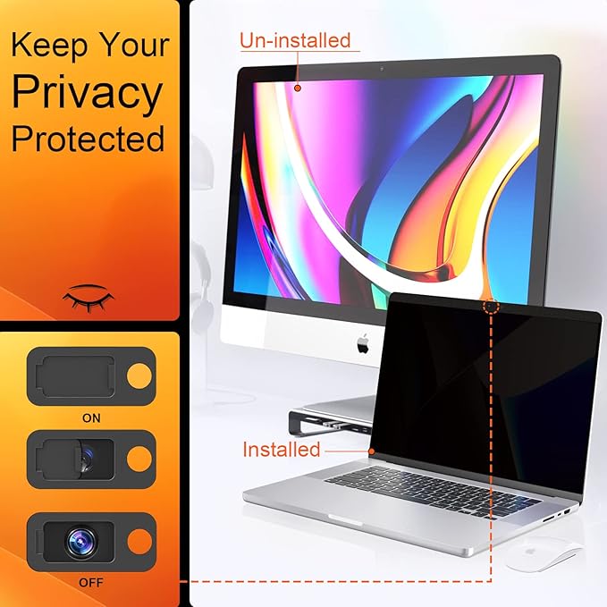 Mamol Magnetic Privacy Screen for MacBook Pro 13 Inch(2016-2022, M1, M2), Anti Glare Blue Light Filter with Camera Cover, Anti Spy Laptop Screen Protector