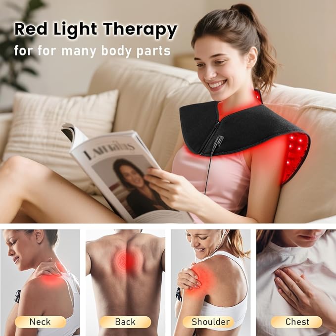 Viconor Red Light Therapy for Body, Infrared Light Therapy for Neck and Shoulder at Indoor, Neck Massager, Pain Relief, 194 LEDs, 660nm & 850nm, 30W High Power