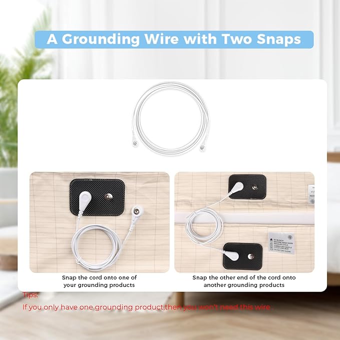 Grounding Pillowcase Queen for Better Sleep Conductive Earthing Pillowcase Pure Sliver Fiber with Grounding Cord 20x30in Beige