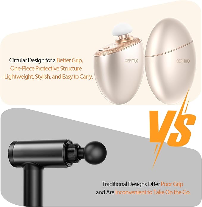 Mini Massage Gun,Designed by Japanese Experts,3-Pin Retractable Head (For Face & Scalp) + Round Head (For Muscle Groups),Percussion Deep Tissue Massage,4 Speed Settings,0.5lb,for Home/Gym,Ideal Gift
