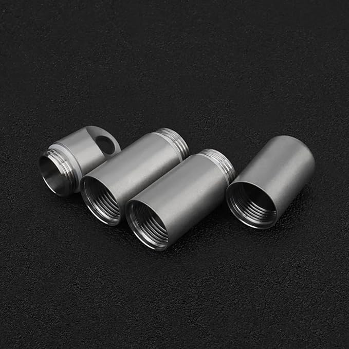 Titanium Pill Holder Keychain for Travel, Waterproof Pill Case Organizer with Silicone Sleeve, Portable Metal Medicine Container Bottle with Detachable Layers for EDC, Men, Women (M 2 Layer)