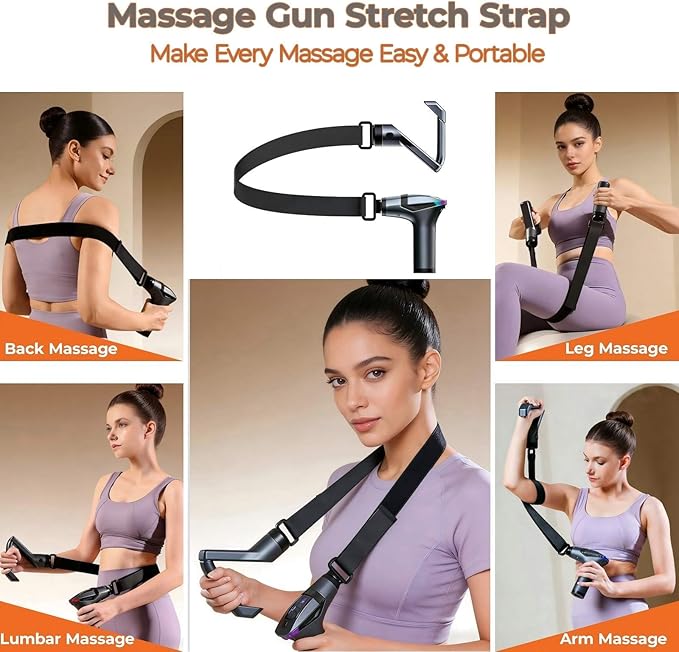 3-in-1 Detachable Deep Tissue Massage Gun with Heat & Extension Handle, Percussion Muscle Massager for Arms, Shoulders, Back,Waist, Portable & Quiet for Home, Gym & Office, 12 Adjustable Speeds