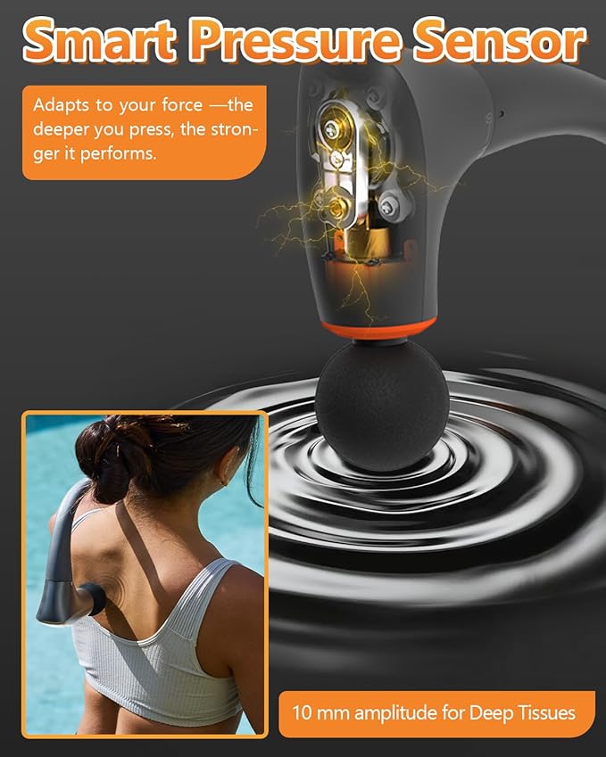 Convertible Massage Gun Deep Tissue for Back Neck Muscle Pain Relief - Electric Handheld Percussion Shoulder Massager Tool with Detachable Long Handle Portable Case，FSA-HSA Eligible
