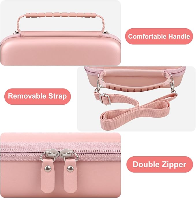 Canboc Carrying Case for Asthma Inhaler, Handheld Spacer for Adults and Kids, Mask, Inhaler Spacer Bag with Removable Shoulder Strap, Mesh Pocket fit Medicine or Essentials, Rose Gold (Case Only)