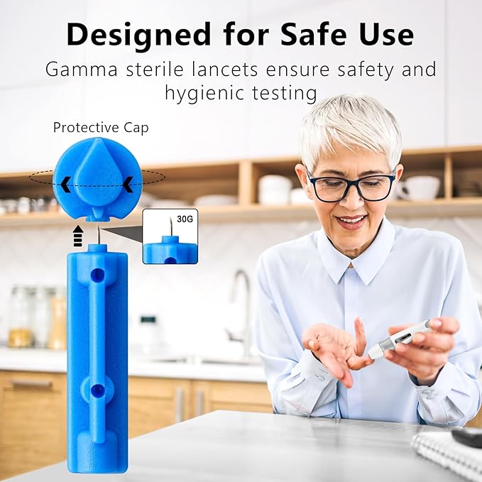 Lancets for Diabetes - 30 Gauge Diabetic Lancets for Blood and Glucose Testing - Fits Most Lancing Devices - 310 Count (Blue)