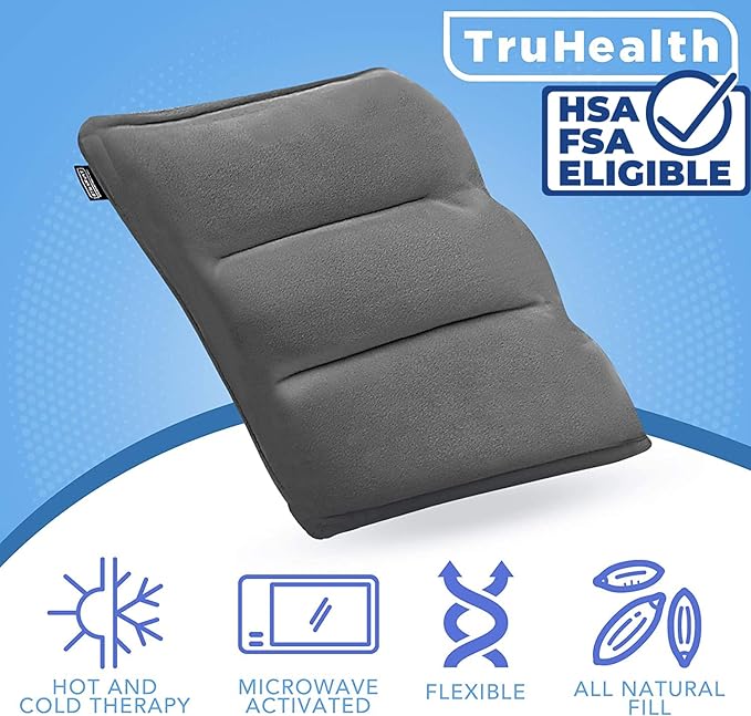 Weighted Microwavable Heating Pad - FSA HSA Approved, Soft Plush Cover Filled w/Natural Unscented Flaxseed for Moist Heat or Cooling (Small, Grey)
