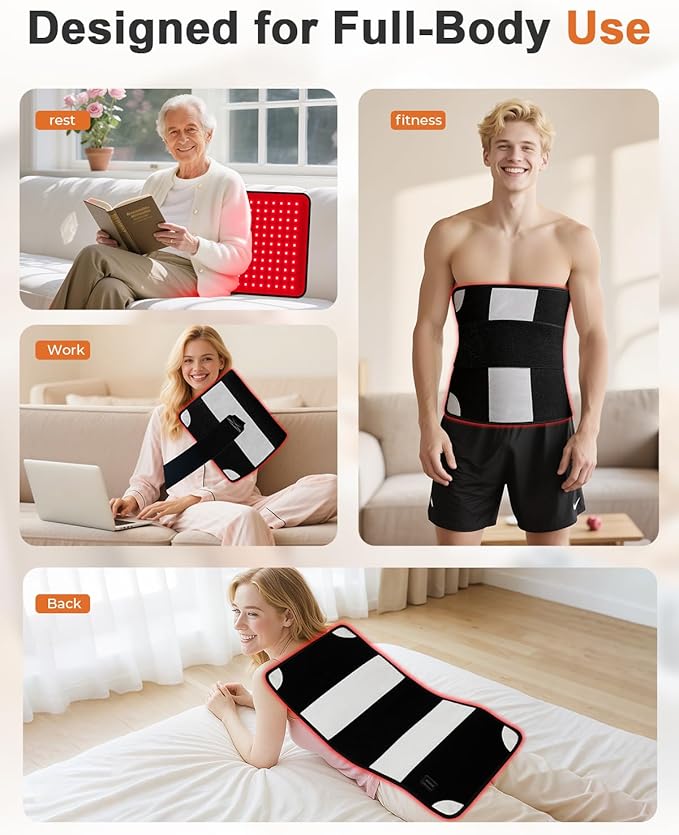 Red Light Therapy for Body, Large 24" x 12" Infrared Light Therapy Mat with Timer, 660nm 850nm Red Light Pad with 3 Modes & 5 Brightness Levels, Wearable, Ideal Gift for Women&Men(24"x12")