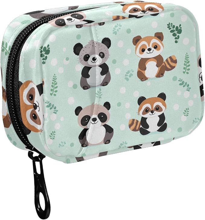 Fustylead Cute Koala Red Panda and Raccoon Travel Pill Case Bag with Zipper Weekly Pill Box 8 Compartments 7 Day Personal Pill Case Purse Medicine Case Organizer