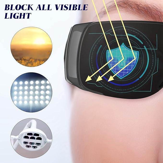 Konohan 4 Pairs UV Resistant Safety Glasses Protective Tanning Goggles Eyewear Red Light Therapy Black Glasses Comprehensive Protection for Your Eyes