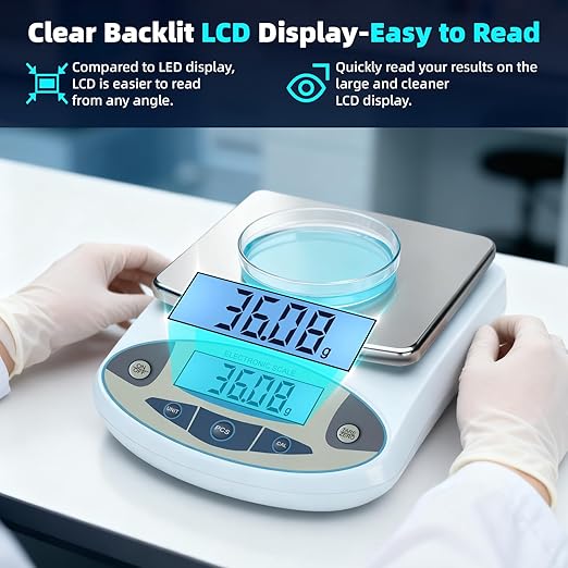 Lab Scale 5000g x 0.01g,13 Unit 0.01g Accuracy High Precision Digital Analytical Balance, Electronic Laboratory Precision Gram Scale Digital Kitchen/Jewelry/Scientific Scale