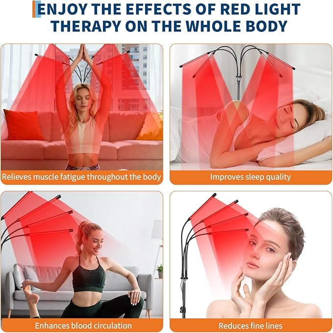 Red Light Therapy Lamp for Face and Body, Portable Red Infrared Light Therapy Device with Stand, 120 LEDs (660nm Red + 850nm Infrared), Adjustable Tripod, Home Use for Skin Care, Muscle Relief, Anti-A