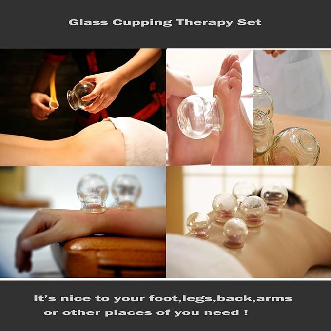 14PCS Glass Cupping Therapy Set Professional Chinese Traditional Acupoint Massage Cups for Cupping Therapy Treatment Thick Glass Cupping Set for Body