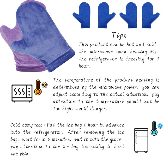 Hot & Cold Hand Therapy Gloves | Ice & Heat Therapy Pain Relieving Mittens | Microwavable & Freezable, Arthritis & Carpal Tunnel Relief (Purple)