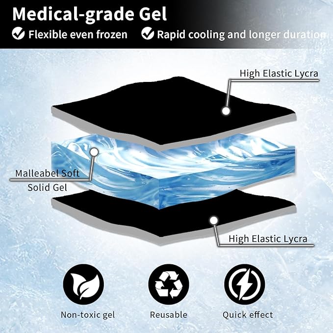 ZNÖCUETÖD Migraine Headache Relief Cap Hat Full Head ice Pack Wrap Cooling Gel Ice Beanie Hot/Cold Compress Hangover Cap for Sinus, Stress, Tension, Head Pain Relief, Gift for Women Men