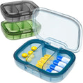 3 Compartment Pill Organizer Moisture Proof Pill Case with Silicone Sealing Strip Fit 2-4 Days Travel Portable Travel Container Daily Pill Organizer for Vitamins Supplement (3PCS)