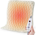 Woomer Faux Fur Electric Heating Pad for Back Pain Relief, Extra Large 20” x 24”, Extended Coverage from Neck to Hip, Two-Sided, Moist Mode, ETL Certified, 6 Adjustable Heats & 2H Auto-Off,White