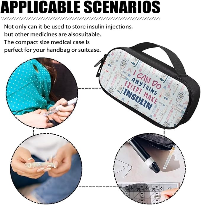 Rnyleeg Diabetic Bags for Supplies Reusable Insulin Bag for Women Men Small Diabetic Supplies Storage for Home Medicine Carrying Case Glucose Meter Cases
