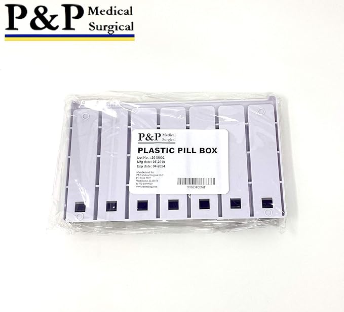 Weekly AM/PM Pill Box Portable Travel Prescription & Medication Pill Case Organizer (7-Day / 4-Times-A-Day) with Large Removable Compartments and Moisture-Proof Design Box of 1