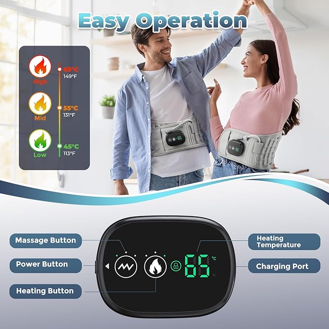 Aimery 2025 Upgraded Version 3-in-1 Sciatica Belt，Decompression Back Belt with Red Light Heating and Massage, Back Reliever, Inflatable Back Brace for Spinal Lumbar Woman Men Heating Pad (2)
