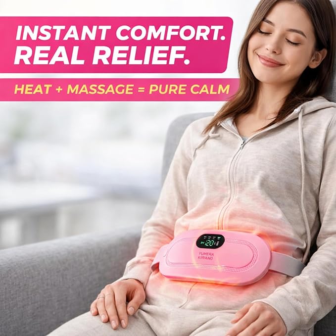 Heating Pad for Period Cramps – FSA-HSA Eligible – Cordless Portable Electric Wearable Heating Belt with Massage – USB Rechargeable Heat Wrap for Menstrual Pain Relief, Back, Abdomen, PMS