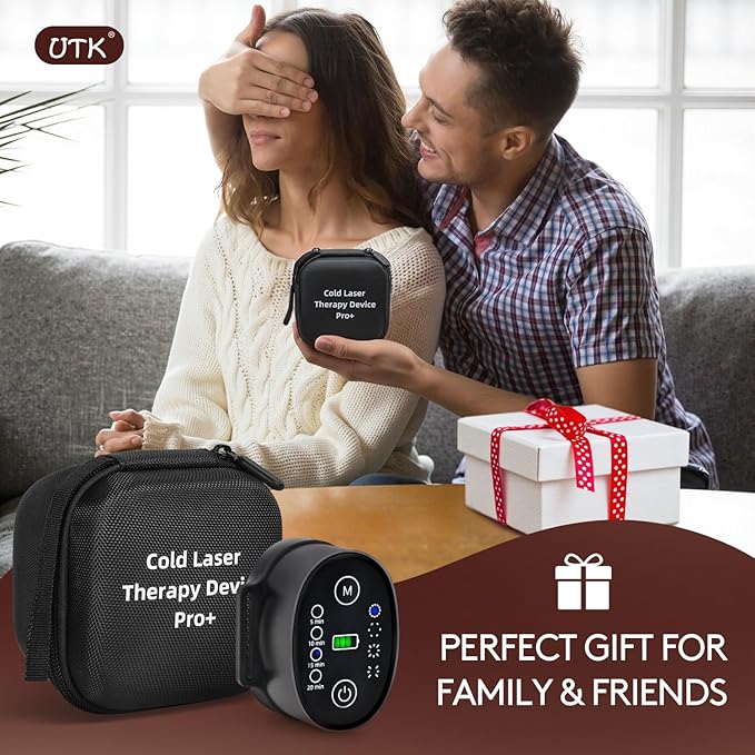 UTK 12-Light Red Therapy Device | 660nm+850nm Dual Wavelength | 4 Modes | 5-20min Timer | Compact & Portable | Gift for Family & Friends