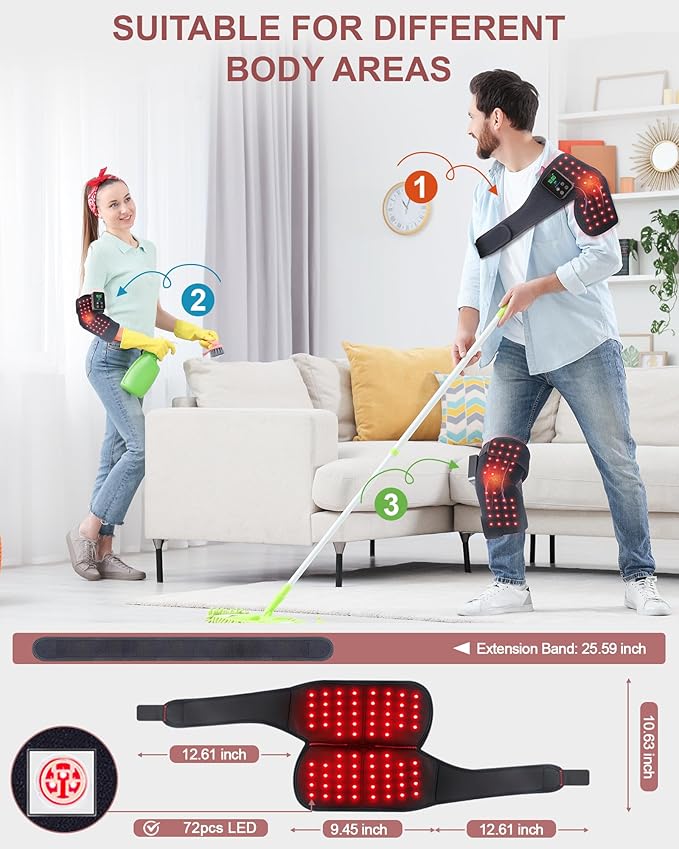 Red Light Therapy for Knee, Astarexin 72 LED Knee Wrap 3000mAh Rechargeable, Cordless Infrared Light Therapy Knee Brace Therapy Pad for Knee Shoulder Elbow Joint Relief, FSA or HSA Eligible