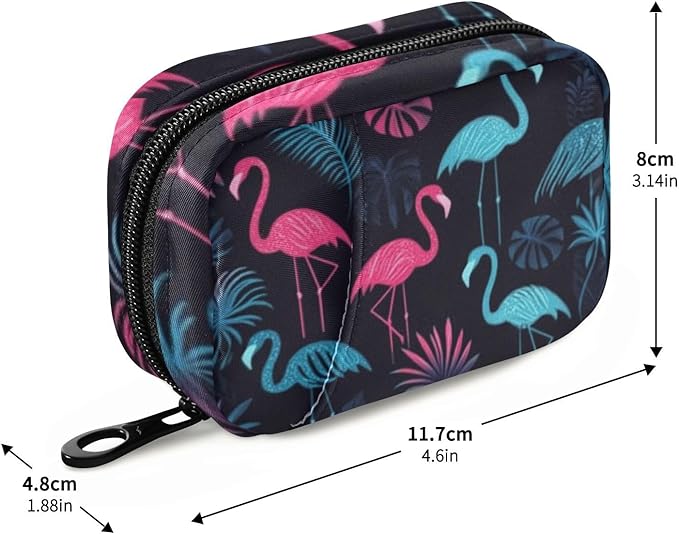 Travel Pill Case Flamingo Monstera Palm Tree and Leaf Weekly Small Pill Box 7 Day Pill Box Pill Organizer Bag