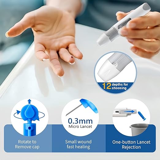 BGM101 Blood Glucose Monitor Kit, 100 Test Strips, 100 Lancets, 1 Blood Glucose Meter, 1 Lancing Device, Diabetes Testing Kit, Portable Blood Sugar Test Kit, Glucometer Kit for Home, black