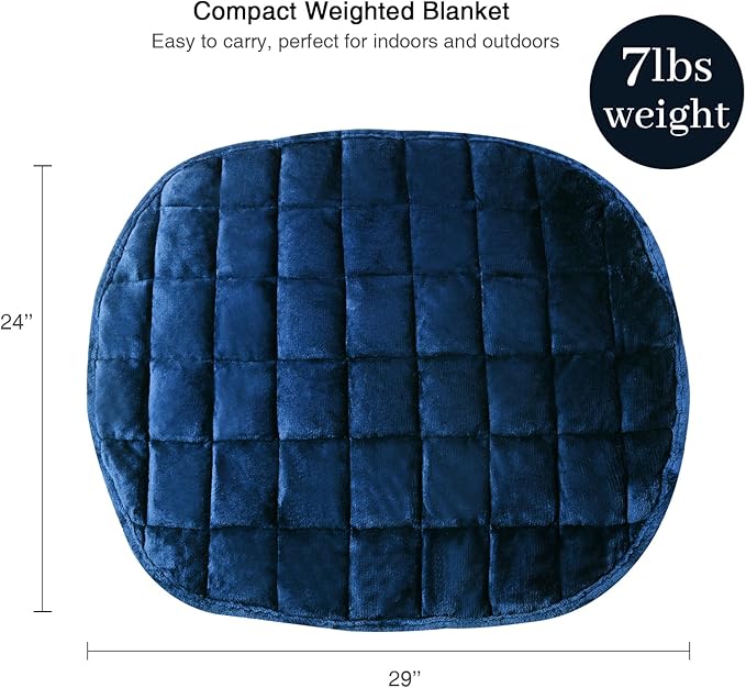 Alomidds Weighted Blanket 7lbs for Adults, Cozy Breathable Weighted Lap Blanket, Small Weighted Blanket Travel, Weighted Lap Pad for Relaxing, Sleeping, Navy, 29" x 24"