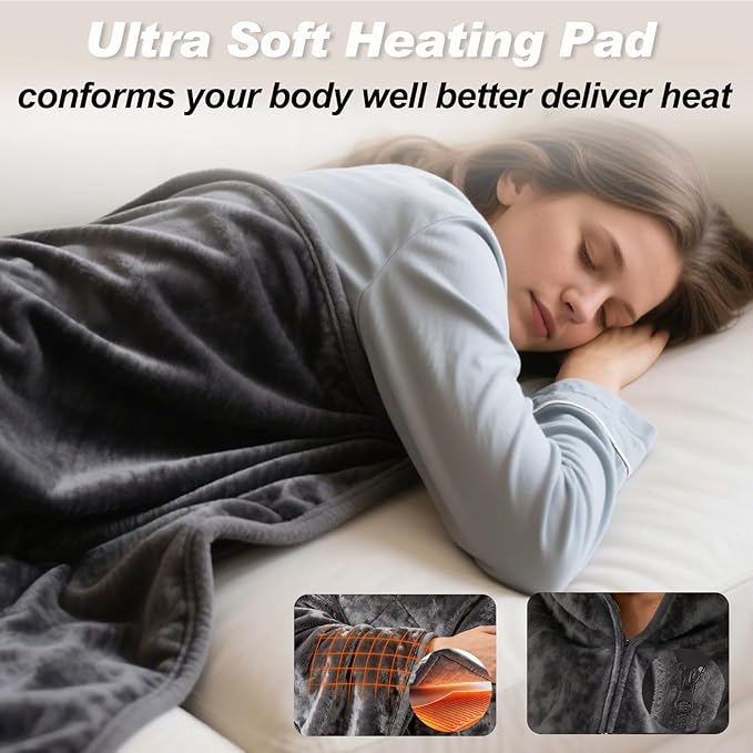 Extra Large Heating Pad for Back Pain Period Cramps Relief, King Size 59x27 Full Body Wrap Around Electric Heat Pad, Plug in Wearable 2 in 1 XXL Heat Cloak, Gift for Women Men Elders Home Office Use