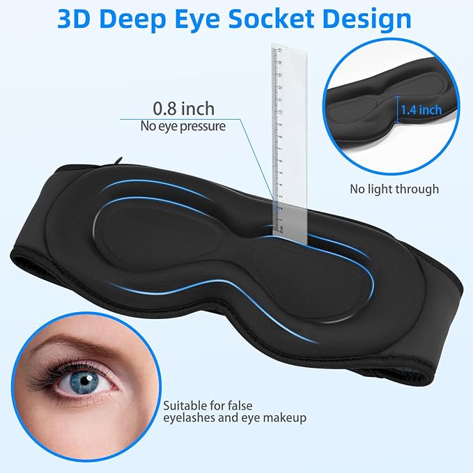 Sleeping Eye Mask with Headphones, Wireless Bluetooth 5.4 Sleep Mask for Men Women, Sleeping Headphones for Side Sleepers, Cool Gadgets Gifts