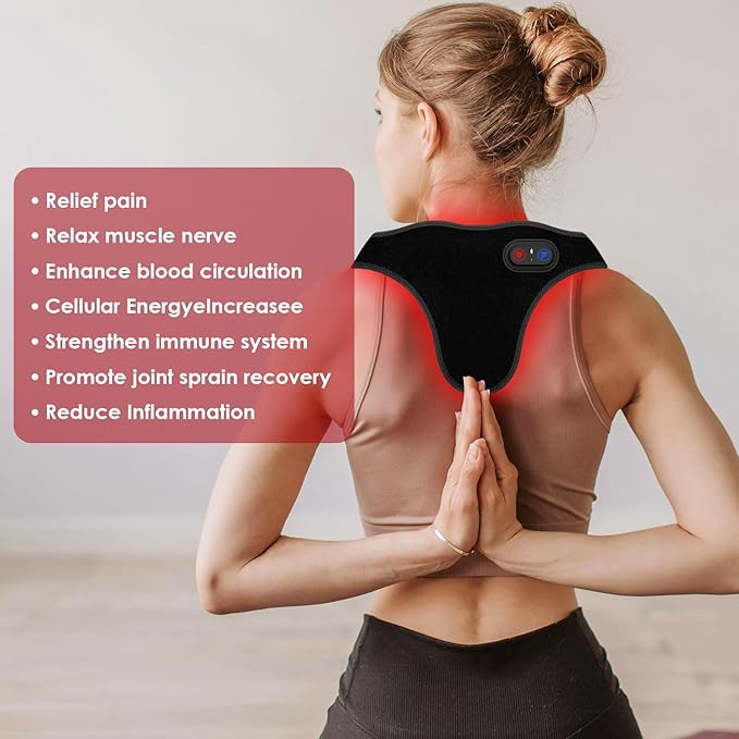 Red Light Therapy Neck and Shoulder Pad,Tap C Charging with 2000 mAh Battery, 660nm&850nm Red Light pad
