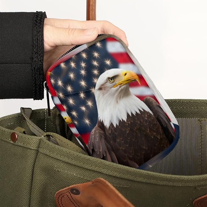 American Flag Eagles Travel Pill Organizer Bag Portable Weekly Pill Box Travel Medicine Organizer 7 Day Pill Case with Zipper for Daily Travel Family Business