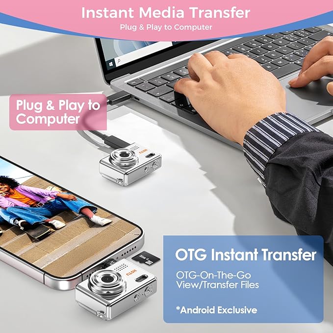 Mini Keychain Digital Camera, Y2K Pocket-Size Mini Camera, 2MP 1080P SmallCamera with 32GB Card, Video Recorder with Long Battery Life for Travel, Party and Vlog (Silver)