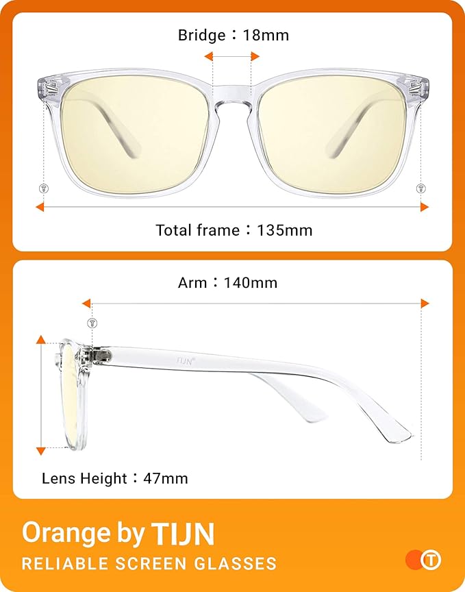 TIJN Blue Light Blocking Glasses for Women Men Clear Frame Square Nerd Eyeglasses Anti Blue Ray Computer Screen Glasses