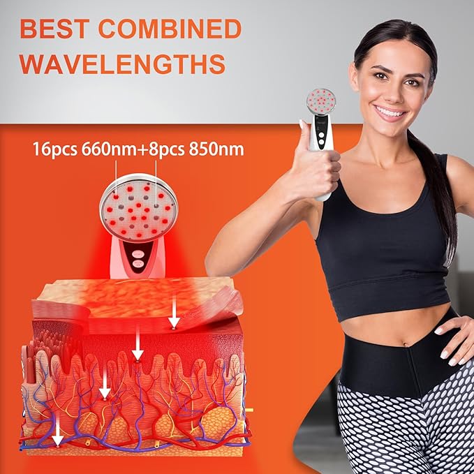 Portable Red Light Therapy, Handheld Red Light Therapy for Body, Near Infrared Light Therapy 660nm & 850nm at Home, Sliver