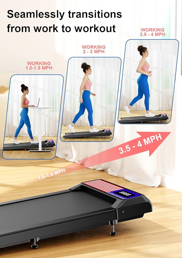 2.5HP Walking Mat with Incline pad,Under Desk Treadmill, Walking Running Pad with Remote, 3 in 1 Low Noise Small Mini Portable Treadmill with Led Screen, Compact Treadmills for Home, 265lbs Capacity