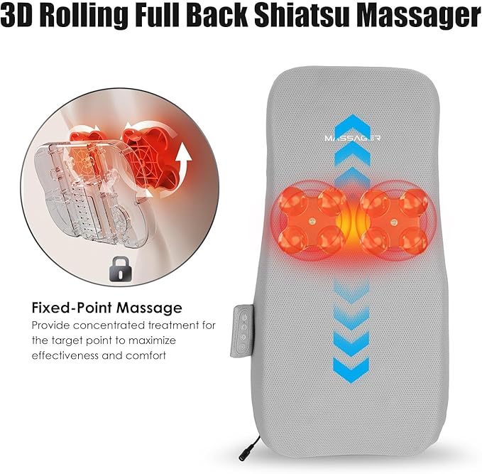 Full Body Electric Massage Mat with Heat, Vibration Back Massage Pad Cushion with Inflatable Head Pillow and Lumbar Pillow, 10 Vibration Motors 3 Timers (28"x14")