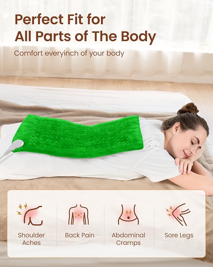 RENPHO Heating pad for Back Pain, Heating Pad for Neck and Shoulder and Back with Auto Shut Off, Mothers Day Gifts for Mom Wife, FSA Eligible, ETL Certified, 12"x24", Green