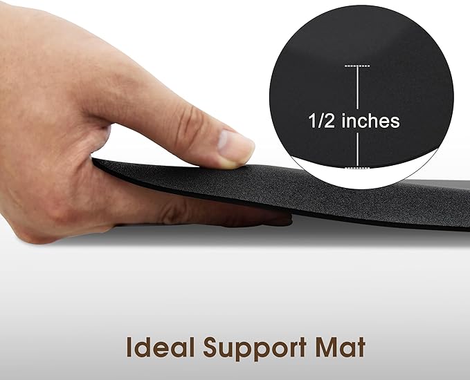 BarberPub 3 x 5 Feet Salon Floor Mat Anti Fatigue Barber Shop Chair Floor Mat for Hair Stylist Rectangle 1/2'' Thick 0040 Black