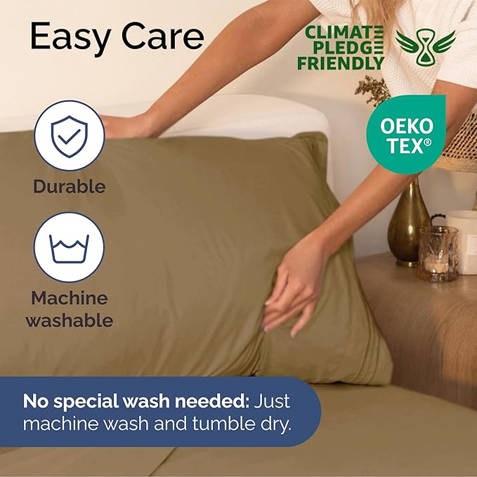 Queen Size 4 Piece Sheet Set - Extra Soft, Breathable & Cooling Sheets - Hotel Luxury Durable Bed Sheets for Women & Men - Deep Pockets, Easy-Fit & Wrinkle-Free Sheets - Caramel Oeko-Tex Bed Sheet Set