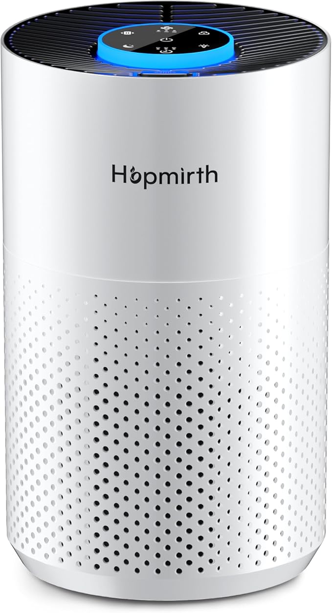 Upgraded Air Purifiers for Bedroom & Home with H14 True HEPA Filter, Covers Up to 1280ft², 360° Air Intake, Quiet Pet Air Purifier, Fragrance & Timer,Removes Smoke, Pet Dander & Pollen,White