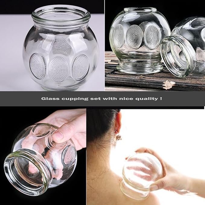 16PCS Glass Cupping Therapy Set Professional Chinese Traditional Acupoint Massage Cups for Cupping Therapy Treatment Thick Glass Cupping Set for Body