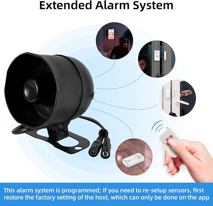 KERUI WiFi Home Security Alarm System 8-Piece kit Door Alarm System DIY Siren Door/Window Sensors Remotes Burglar Alarm for House Apartment Office,Compatible with Alexa Google Home