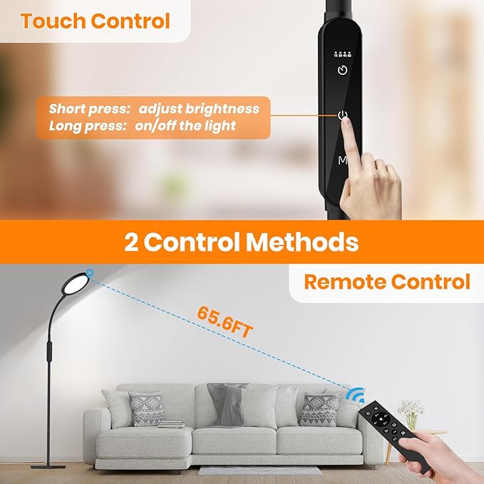 2-in-1 Light Therapy Lamp – Sun Lamp with 4 Brightness Levels, 4 Color Temperatures, Timers & Memory, Sunlight Lamp Flexible Design for Home Office
