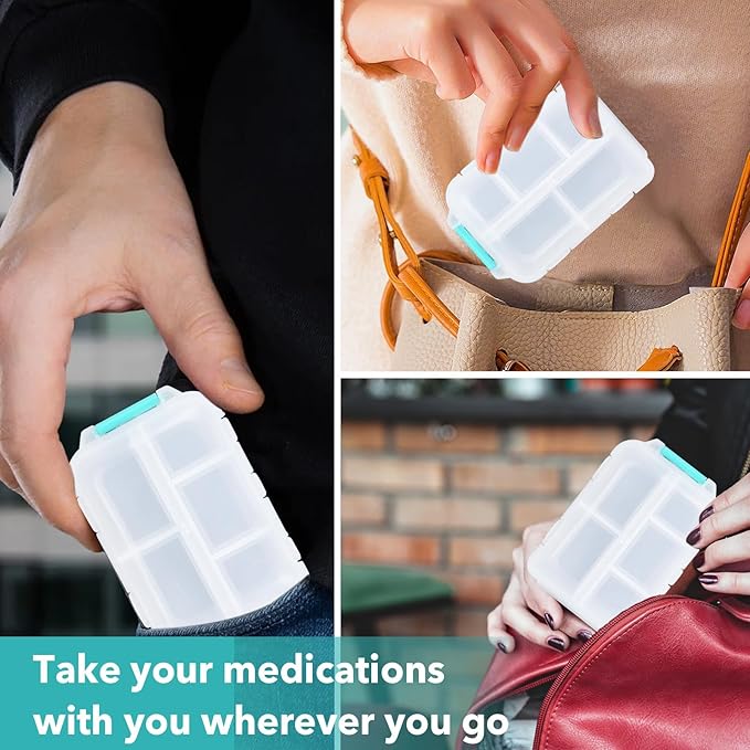1Pack Pill Organizer with 189 Medicine Labels Travel Daily Pill Container Mini Medication Organizer Storage Pill Organizer Pill Case 7 Day Pill Organizer