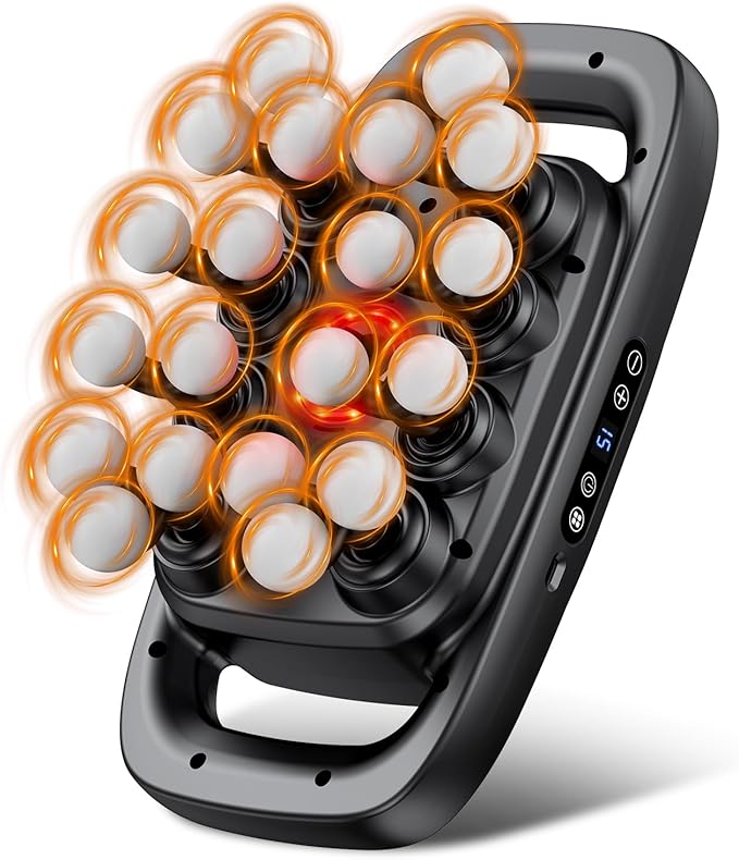Massage Gun Deep Tissue for Back, Shoulder and Neck Pain Relief, Powerful Shoulders, Back Massager, Legs, Foot Massager & Full Body Muscle Recovery with 20 Massage Heads, 3 Modes & 30 Speed