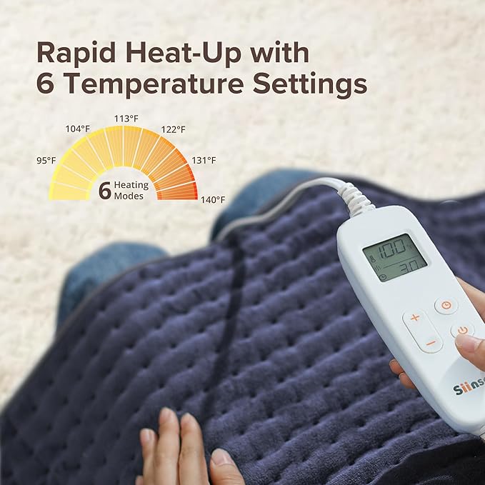 Heating Pad for Back Pain Relief, 17" X 33" XXX-Large Heating Pads for Cramps,Electric Heating Pad XL with 6 Fast Heating Settings,Moist Dry Heat Options,Auto-Off,Machine Washable,Purple Gray