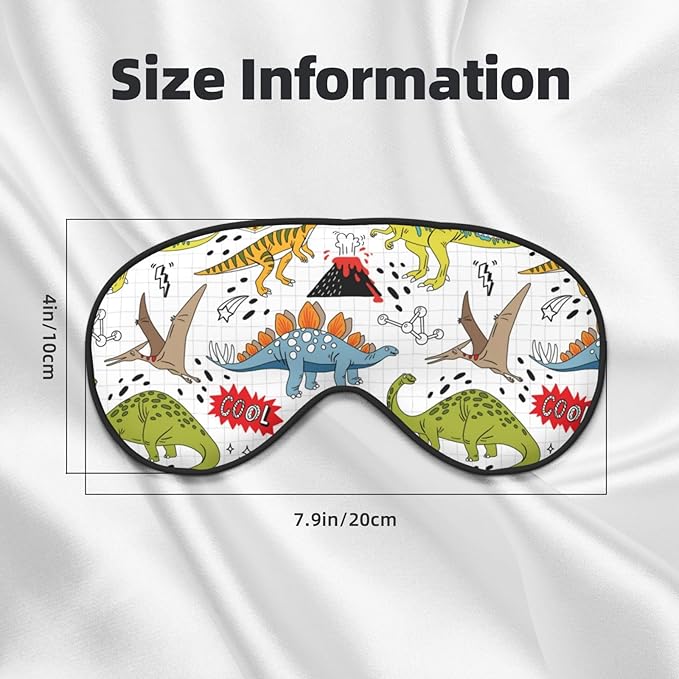 Cool Doodle Dinosaurs Sleep Mask Eye Mask with Adjustable Strap Eye Sleep Shade Cover Blocks Light for Women Men Airplane Travel Nap